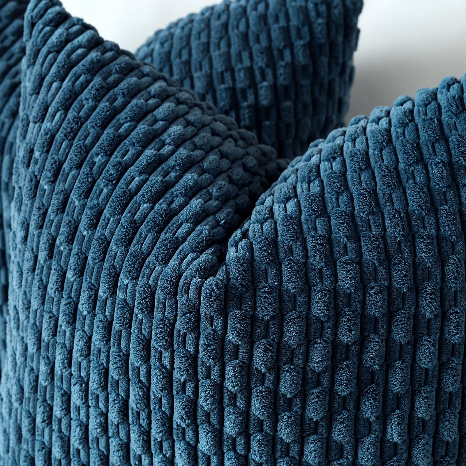 Sungeek Set of 2 Blue Soft Corduroy Decorative Cushion Covers Boho Striped Throw Pillow Covers for Sofa Couch Living Room Patio Farmhouse Home Decor Pillowcases 55x55cm - Image 2