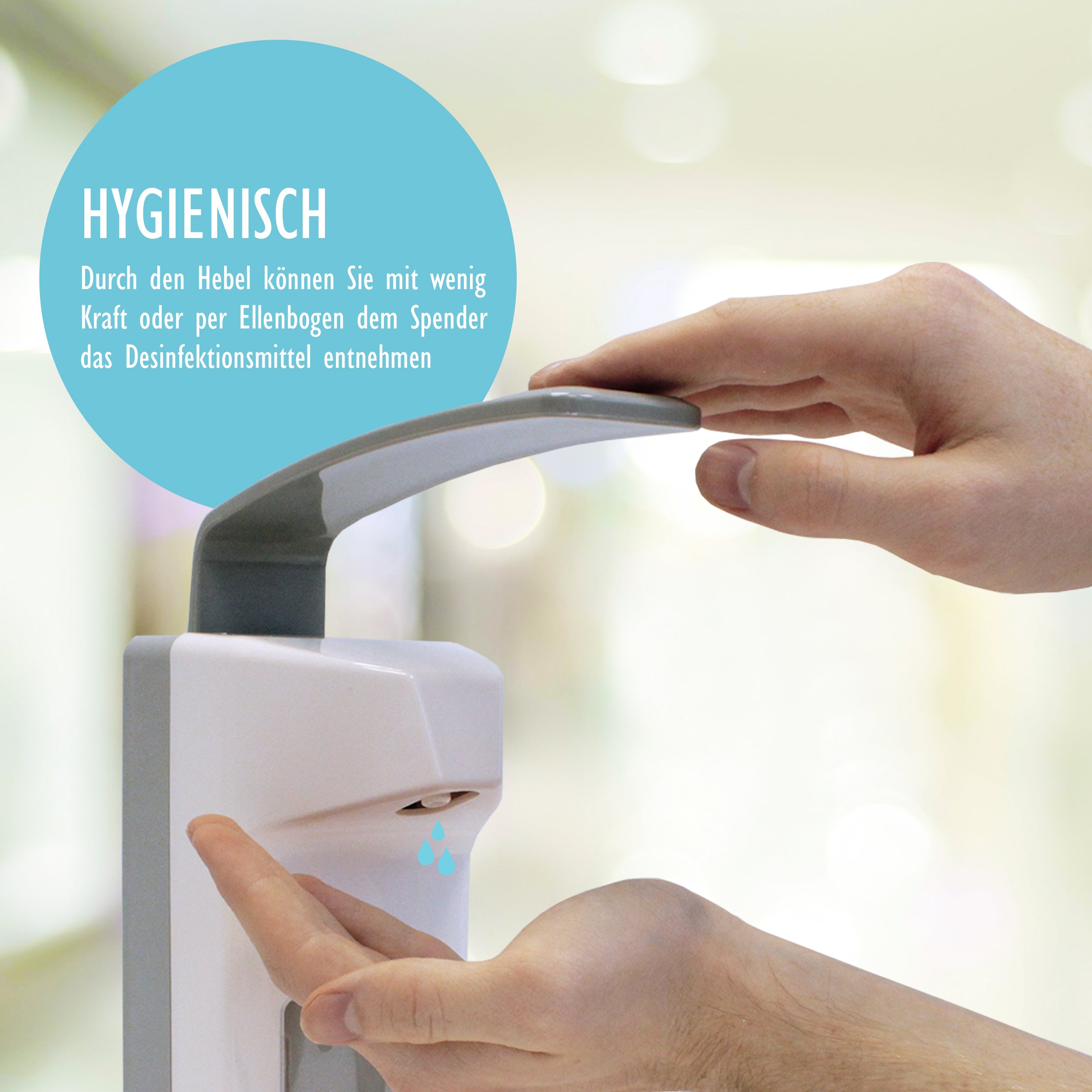 Desinfektionsmittelspender Sterilliumspender 500 ml | Wand-Spender inkl. Befestigungsmaterial | Desinfektionsspender Kunststoff | Dosier-Pumpe für Desinfektionsmittel/Seife