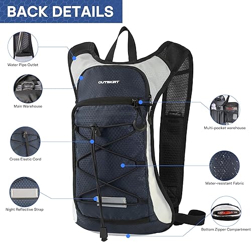 Miniatura 3 de OUTSKIRT Hydration Backpack with 2L Water Bladder, Lightweight and Breathable Running Hydration Pack, Water Backpack for Hiking, Cycling, Trail
