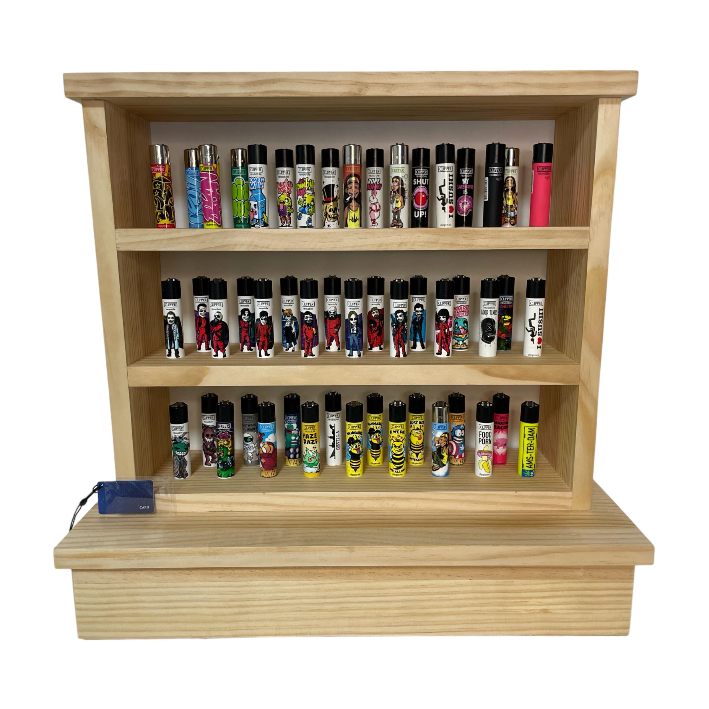 Beetle Wood 51 Clipper Lighters with Hidden Secret Compartment | NFC Bluetooth Lockable Wood Cabinet with App | Camouflage Money and Valuables Safe