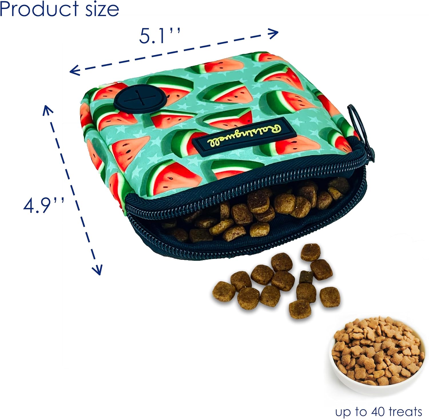 Raisingwell Dog Treat Pouch for Pet Walking and Training with Clicker Poop Bags Small Fanny Zipper Pack Holder for Puppy Snack Dispenser Kit for Leash and Outdoor Use (Watermelon) image 3