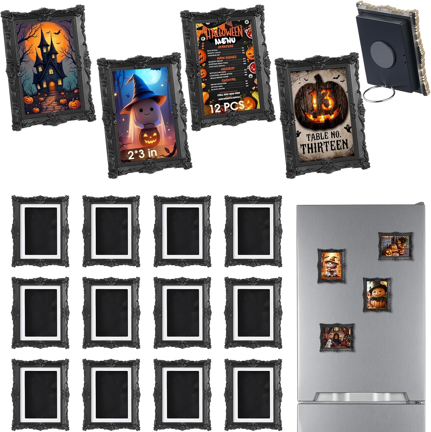 Wonderjune 6 Pcs Vintage Mini Magnetic Picture Frames for 2"x3" Pictures