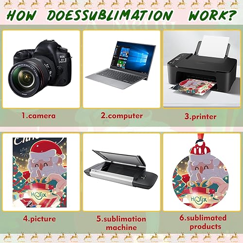 Miniatura 3 de Paquete de 60 adornos de sublimación de Navidad en blanco de MDF personalizados, adornos colgantes de Navidad a granel para decoración de árbol de