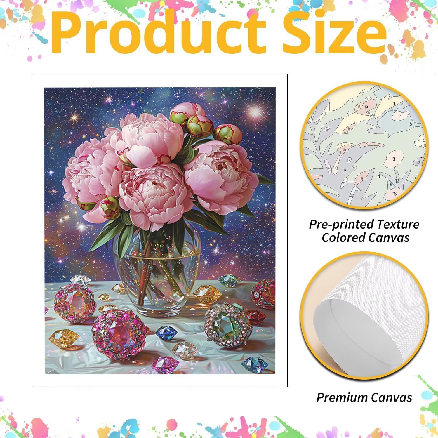 Pivoine sous le ciel étoilé Peinture Numero Adulte Kits, 80x100cm m-1018