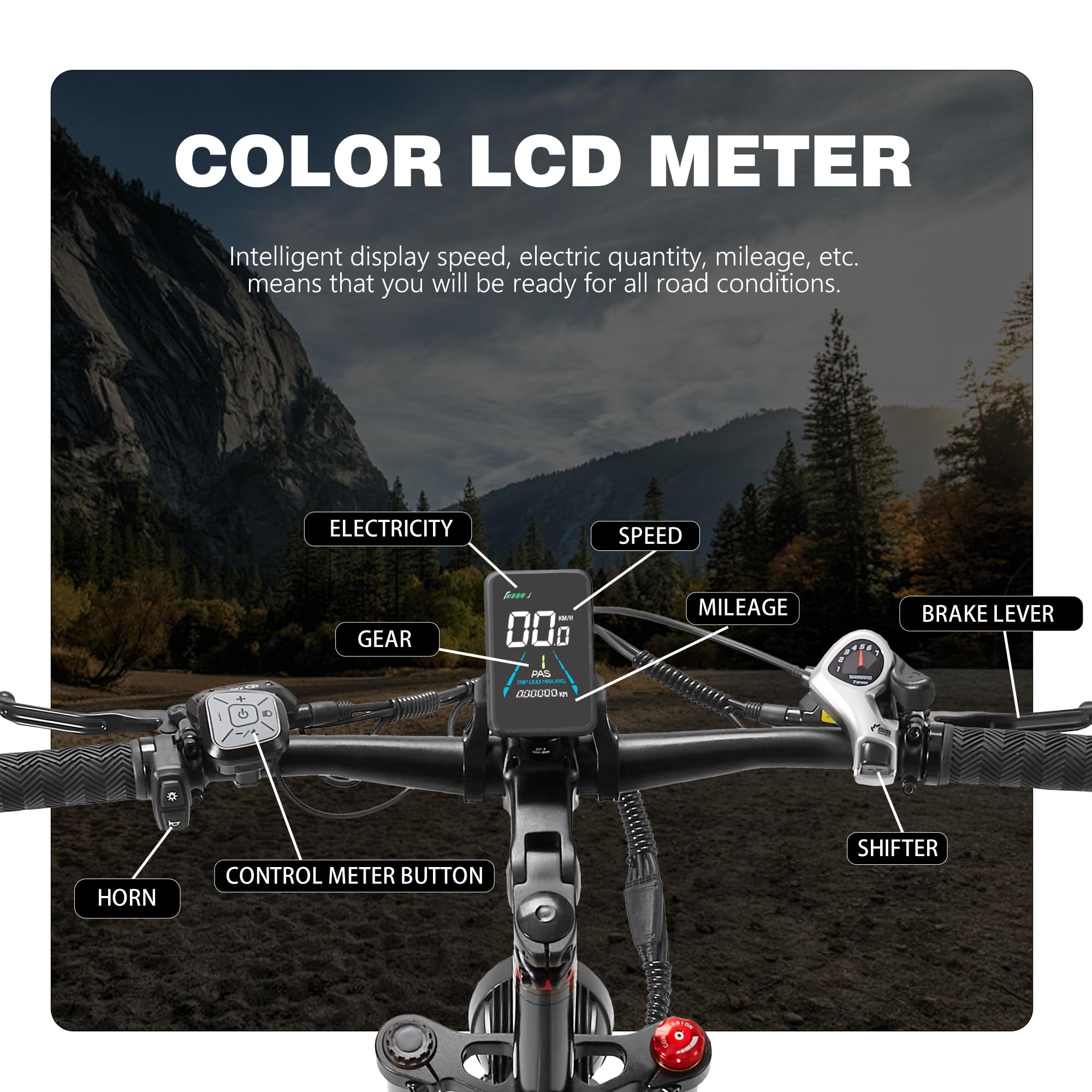 Vélo électrique pour Adultes VTT 20 Pouces E Bike avec Batterie 20 Ah, Double Suspension, 7 Vitesses, Gros Pneus Tout-Terrain, Autonomie jusqu'à 50-80 km