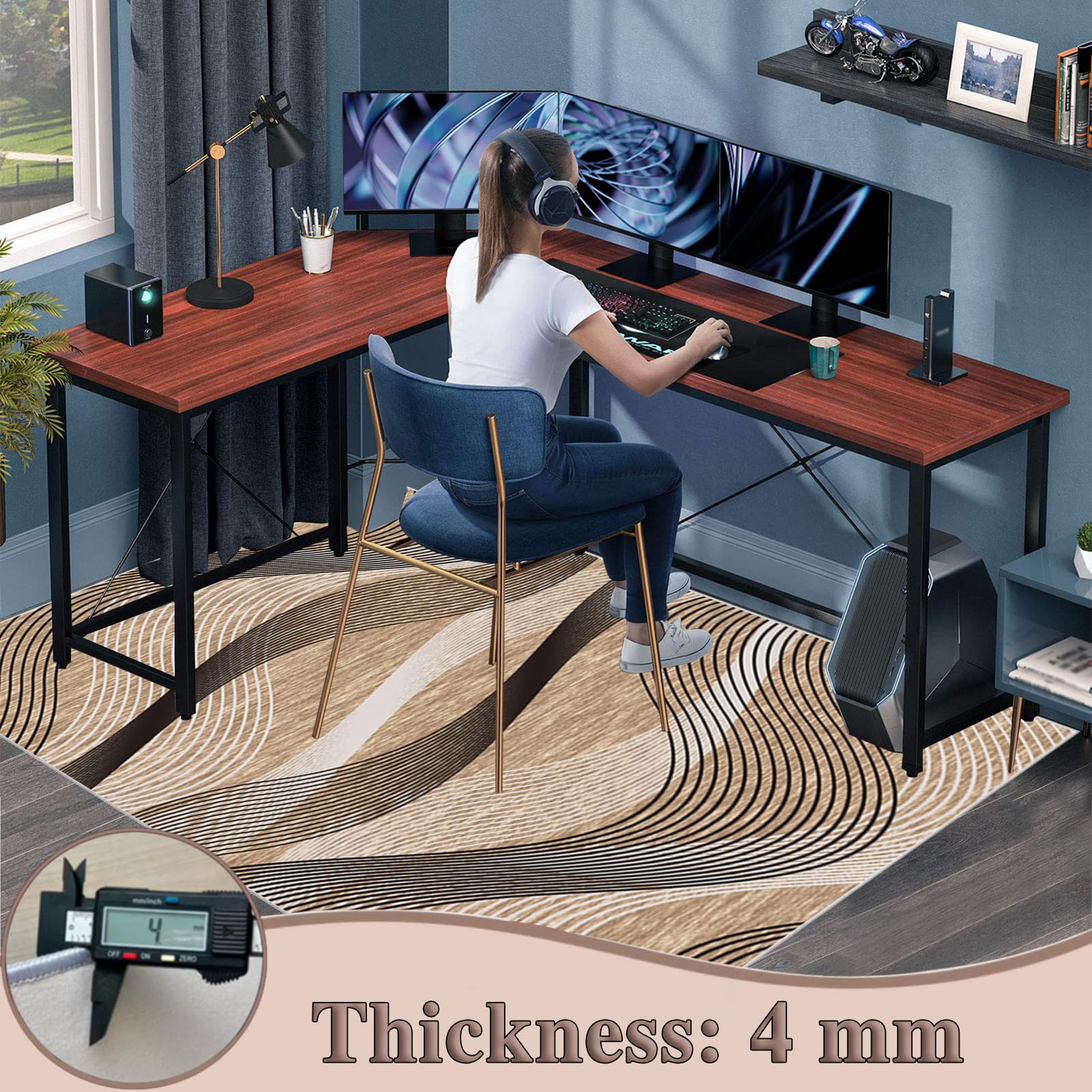 Tapis Chaise de Bureau, 120 x 160 cm Tapis de Protection pour Sols Durs, Tapis de Sol Bureau Tissu, Tapis de Chaise Gaming, Tapis Protège-Sol pour Chaise, Tapis de Sol pour Bureau Plancher de Bois