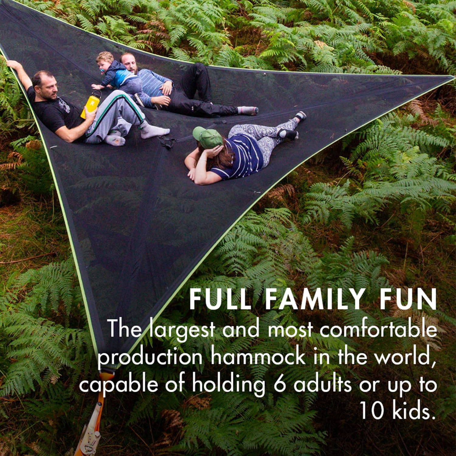 Tentsile Trillium Giant Hammock, The Original Tree Tent Company, 6 Adult Capacity, Anti-Roll, Central Hatch, Ratches and Straps Included, Designed in The UK (6 Person, Safari Brown)