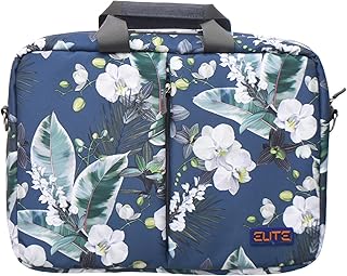 شنطة حمل من القماش تحتوي على جيب رئيسي وأمامي بسوستة بتصميم أزهار مطبوع وحزام كتف مجهز متوافقة مع أجهزة اللاب توب المختلفة مقاس 15.6 بوصة من ايليت - متعددة الألوان