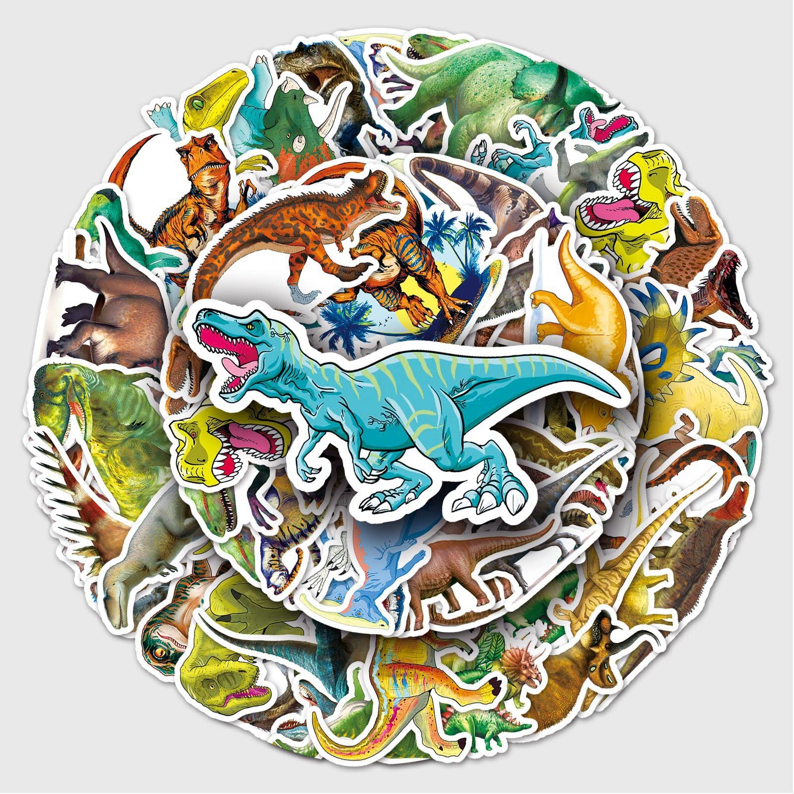 50Pcs Realistic Dinosaur Stickers Laptop Car Scrapbook Phone Skateboard Suitcase Luggage Bike Dinosaur Stickers Vinyl Waterproof Aesthetic Personalised Stickers for Teens Boys Girls Adults Children