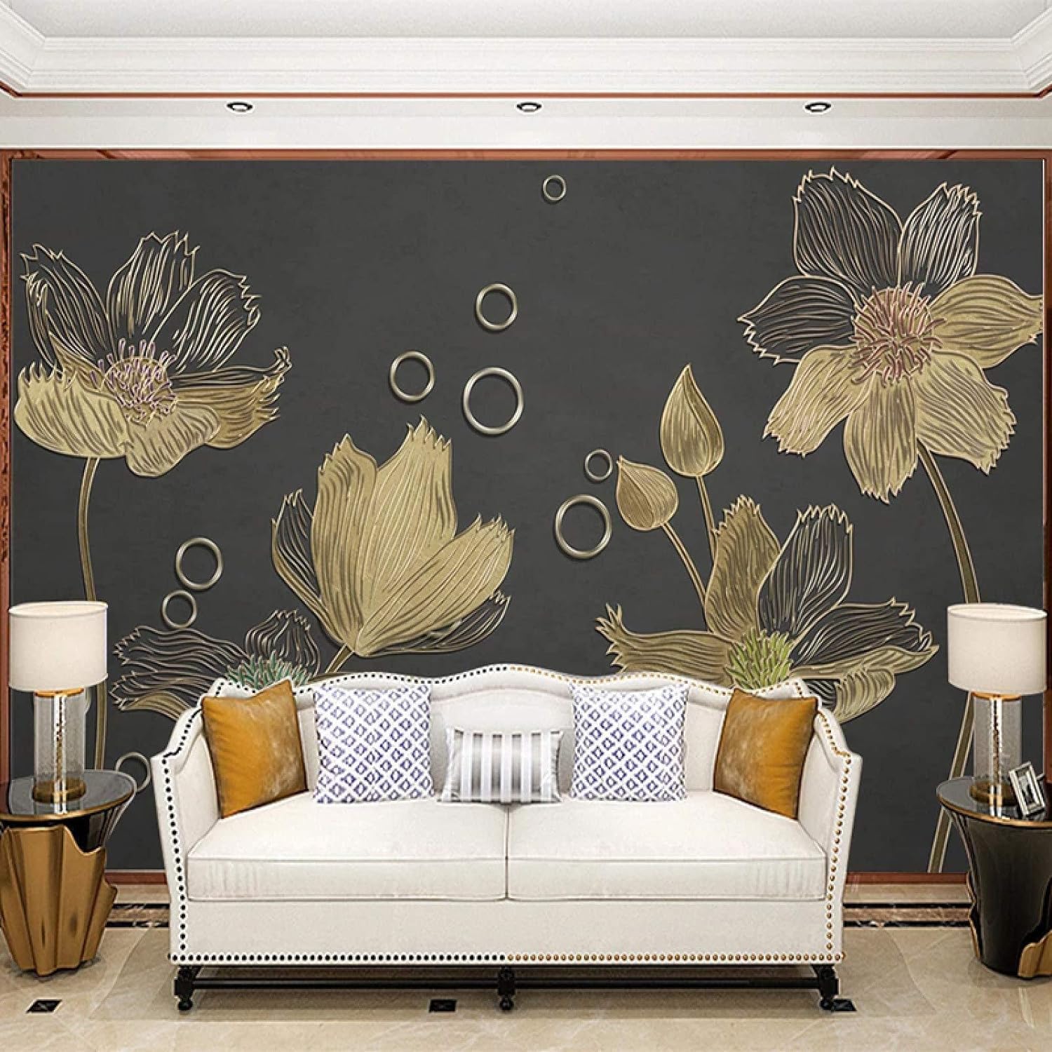 Fond d'écran mural 3D autocollant plantes fleurs 450x315 cm
