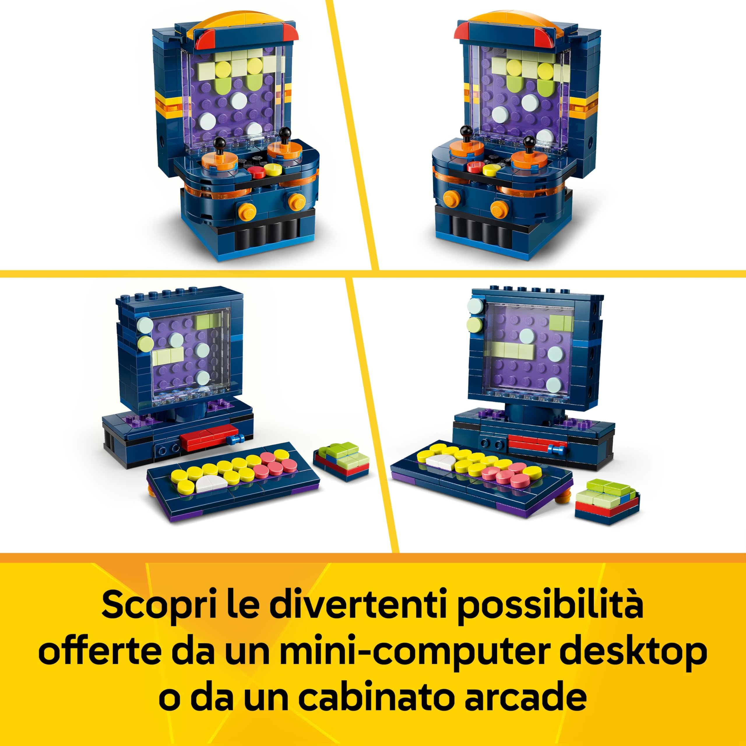 LEGO Creator 3 in 1 Console di Gioco Retrò - Giocattolo Trasformabile in Cabinato Arcade o Computer con Tastiera e Mouse - Idea Regalo per Gamer, Bambini e Bambine da 8 Anni in su - 31380