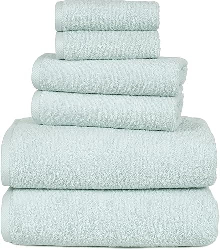 Lavish Home - Juego de toallas de 100 % algodón, sin torsión, suave y absorbente, juego de 6 piezas con 2 toallas de baño, 2 toallas de mano y 2