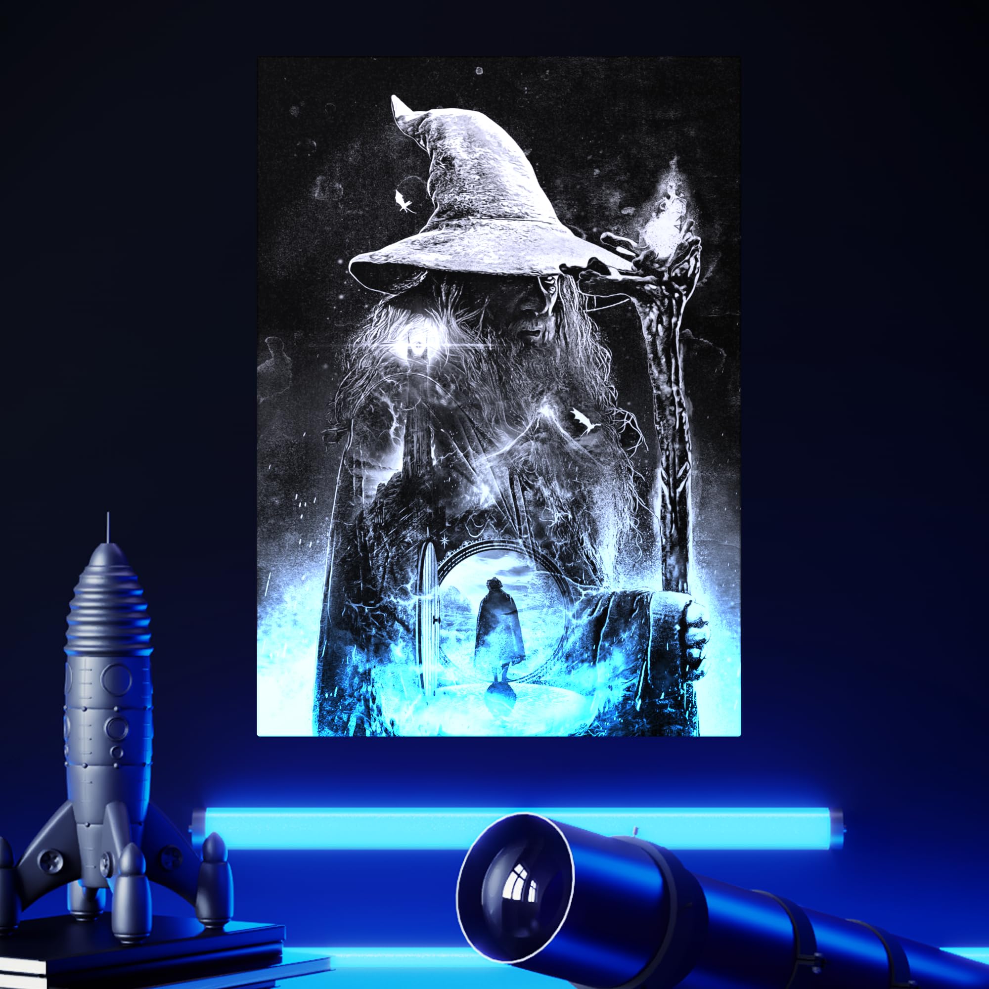 Displate - Poster in metallo - Middle Earth - The Lord of the Rings Alternative Posters - Gandalf the Grey - Dimensione L - 67,5 x 48 cm Matt