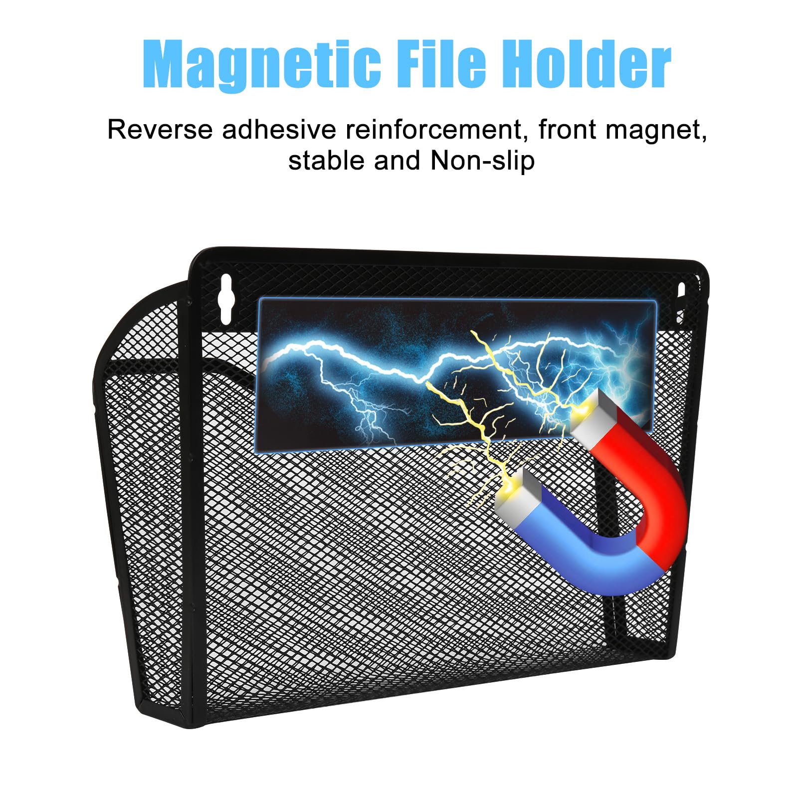 SANWICH Hanging Magnetic Wall File Folder Holder Storage Mount Kitchen Organizer Document Papers Clipboard with Storage Refrigerator Shelf for Versatile Design No Drilling Required