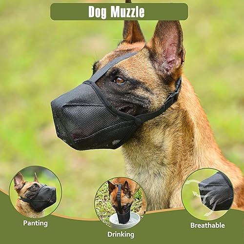 Miniatura 4 de Bozal ajustable para cachorros, bozal de malla suave para perros pequeños, medianos y grandes, se puede lamer y masticar, permite jadear y beber