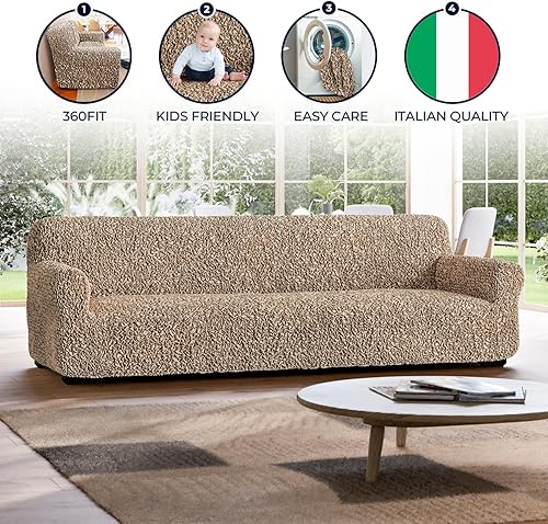 Miniatura 2 de PAULATO BY GA.I.CO. Funda para sofá de 4 asientos, funda para sofá de algodón elástico de 1 pieza para niños, funda protectora y suave, protector de