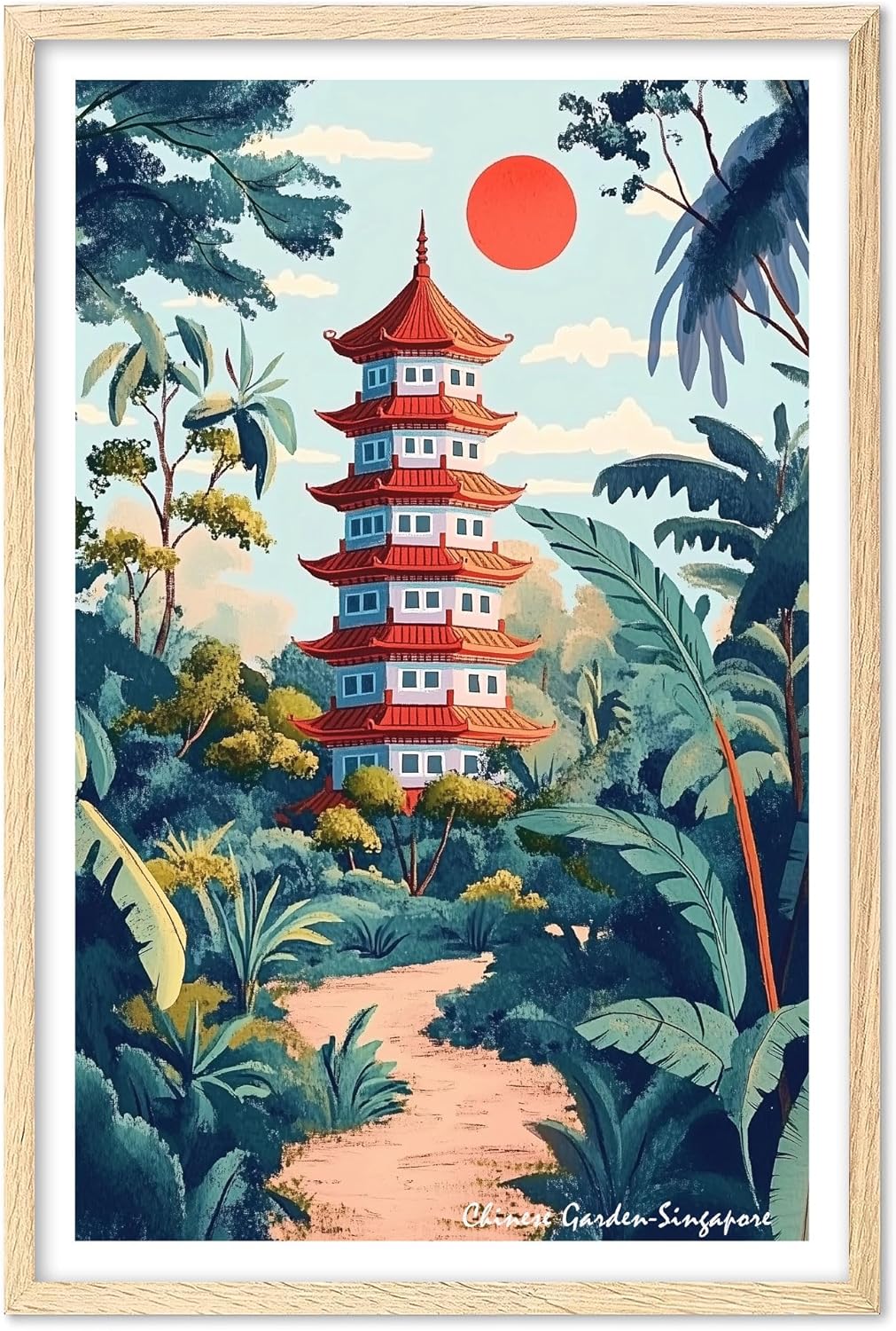 Chinese Garden Travel Posters - Vintage Travel Wall Art for Home Decor, Aesthetic European Print, Singapore Souvenir, Unframed City Wall Art, Housewarming Gift