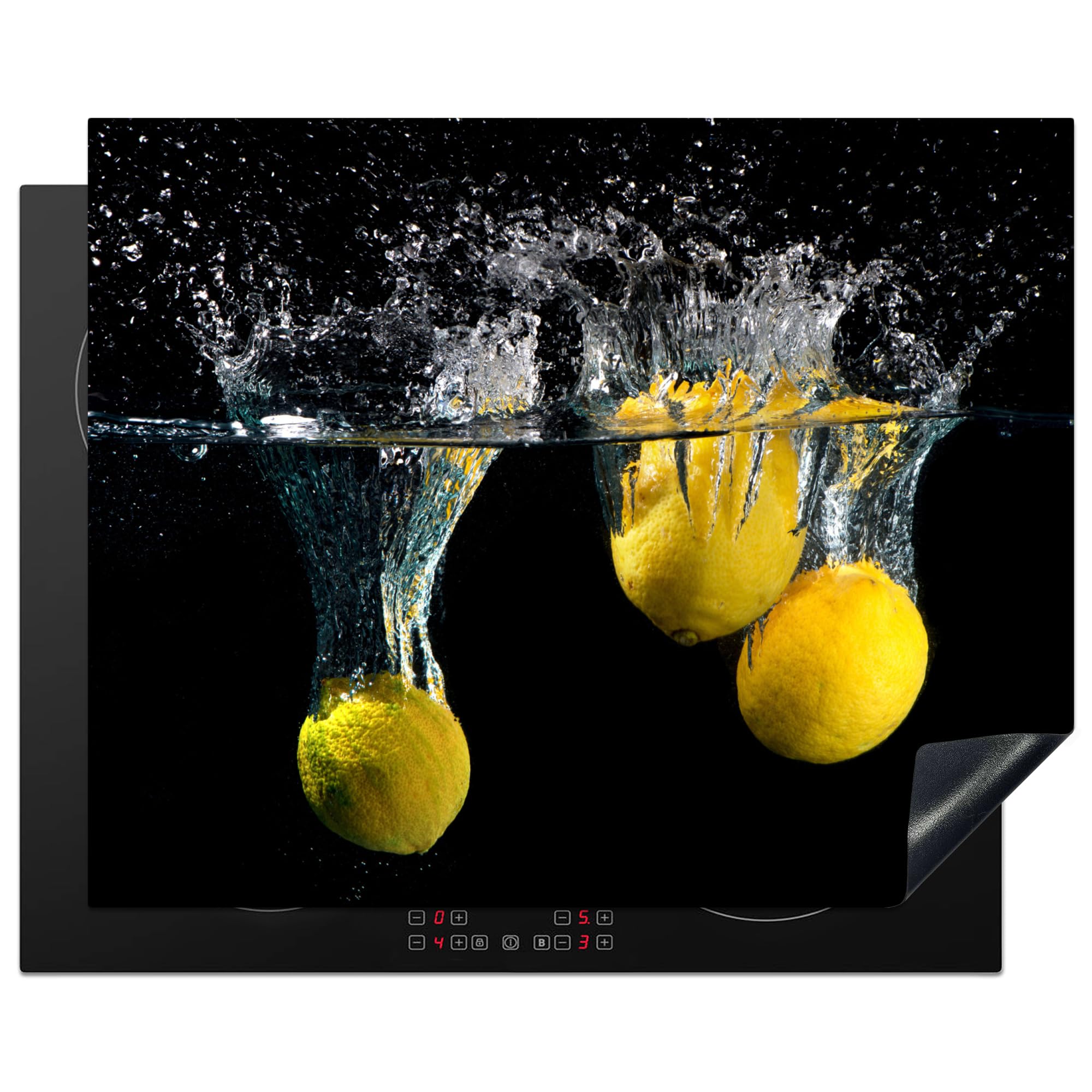 KitchenYeah© Induction Hob Cover Protector Mat 20.5"x25.6" / 65x52 cm Kitchen Universal Ceramic Covers for Electric Cookers Vinyl Lemon - Fruit - Still Life - Water - Yellow