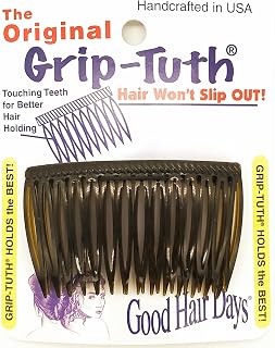 GoodHairDays Grip-Tuth Side Combs 2.75" Tortoise Shell Set of 2 - Secure All-Day Hold for All Hair Types