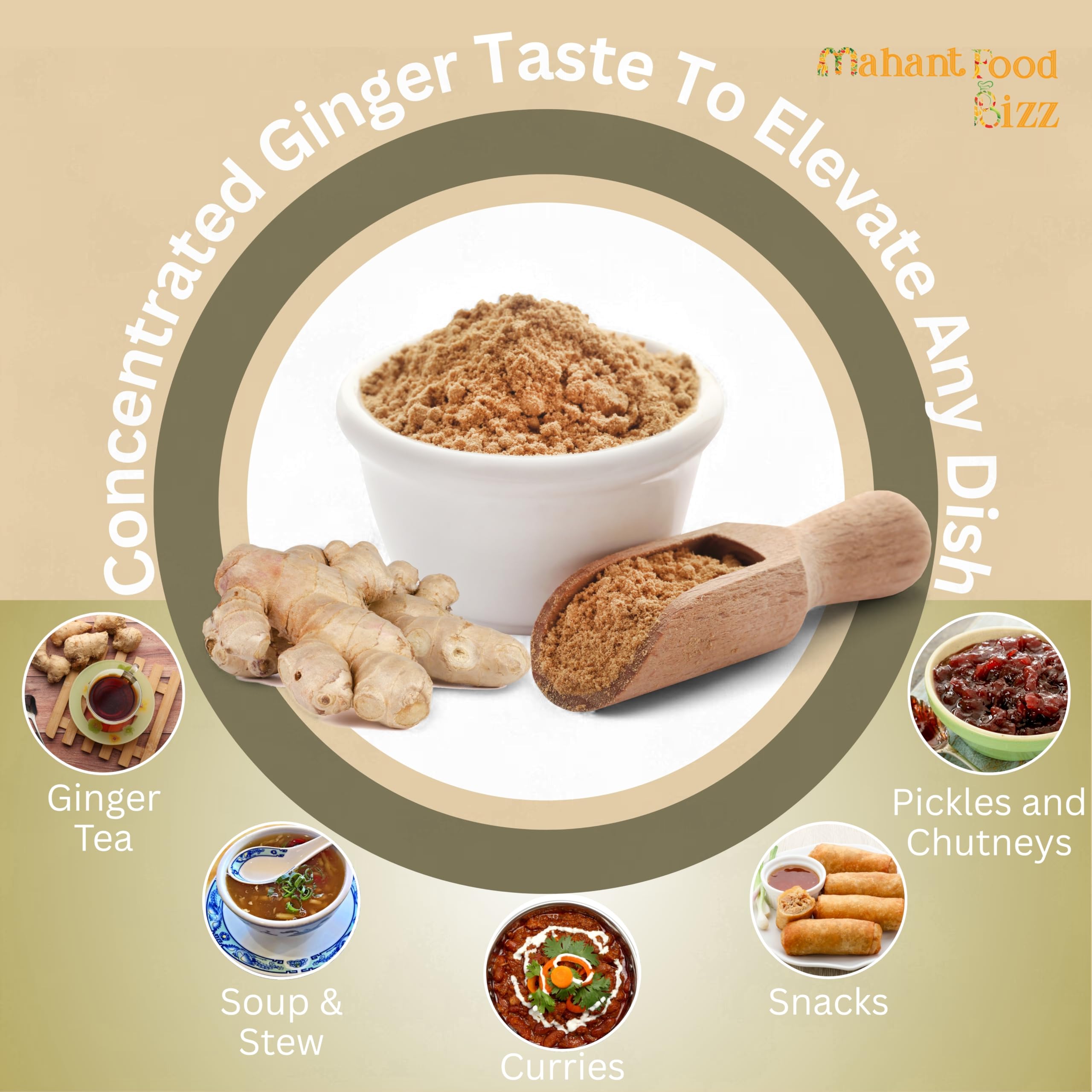 Mahant Food Bizz Ginger Powder, 200g (7.05oz) - 100% Natural, No Added Colors or Preservatives, Pure Ginger Powder 4