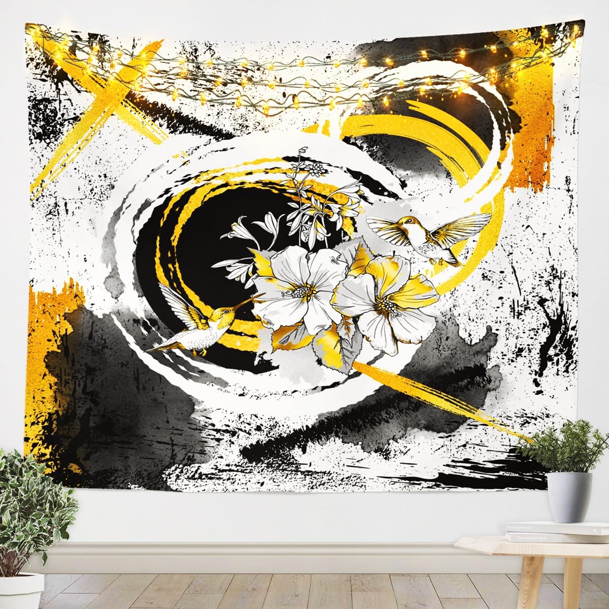Tappeto Murale Modern Geometric Circles Lines Flower Arazzo Da Parete 2XL