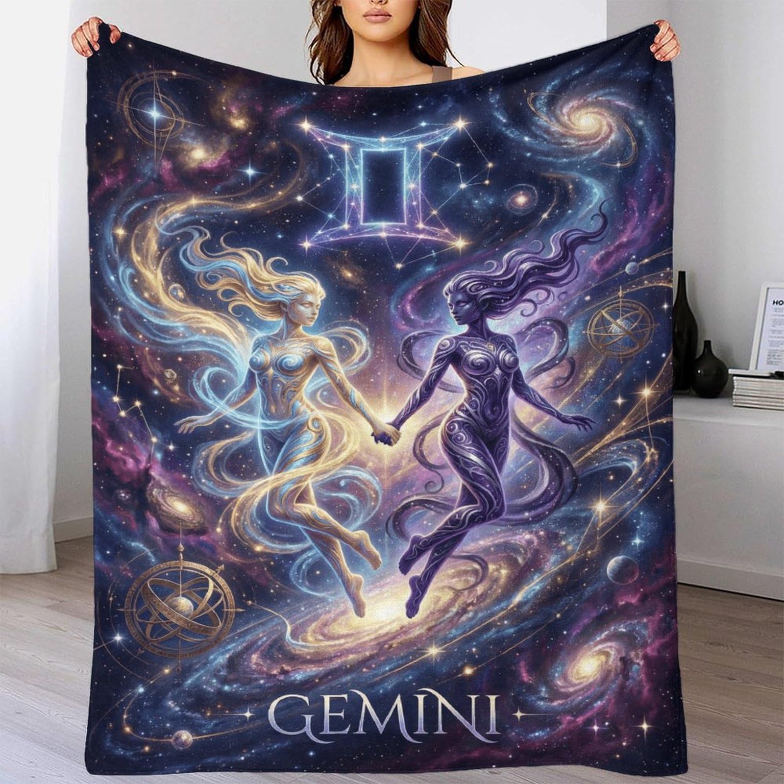 W7C8U2X3 Gemini Zodiac for for Flannel Throw Blanket, Sofa Living Room