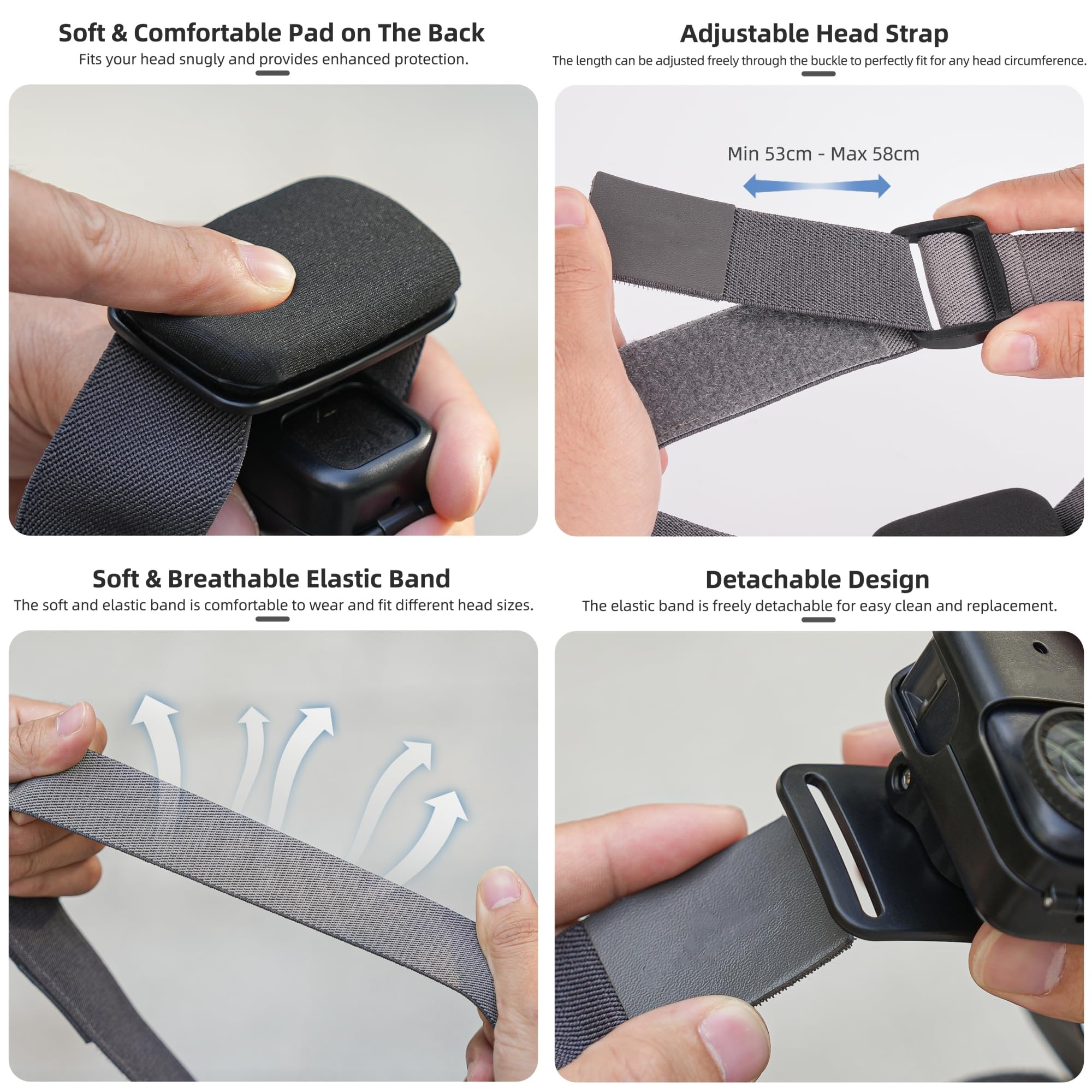para dji Osmo Nano Soporte para Diadema, Correa de Retención Elástica Ajustable Giratoria Vertical/Horizontal, Soporte de Expansión para Cámara Deportiva Osmo Nano