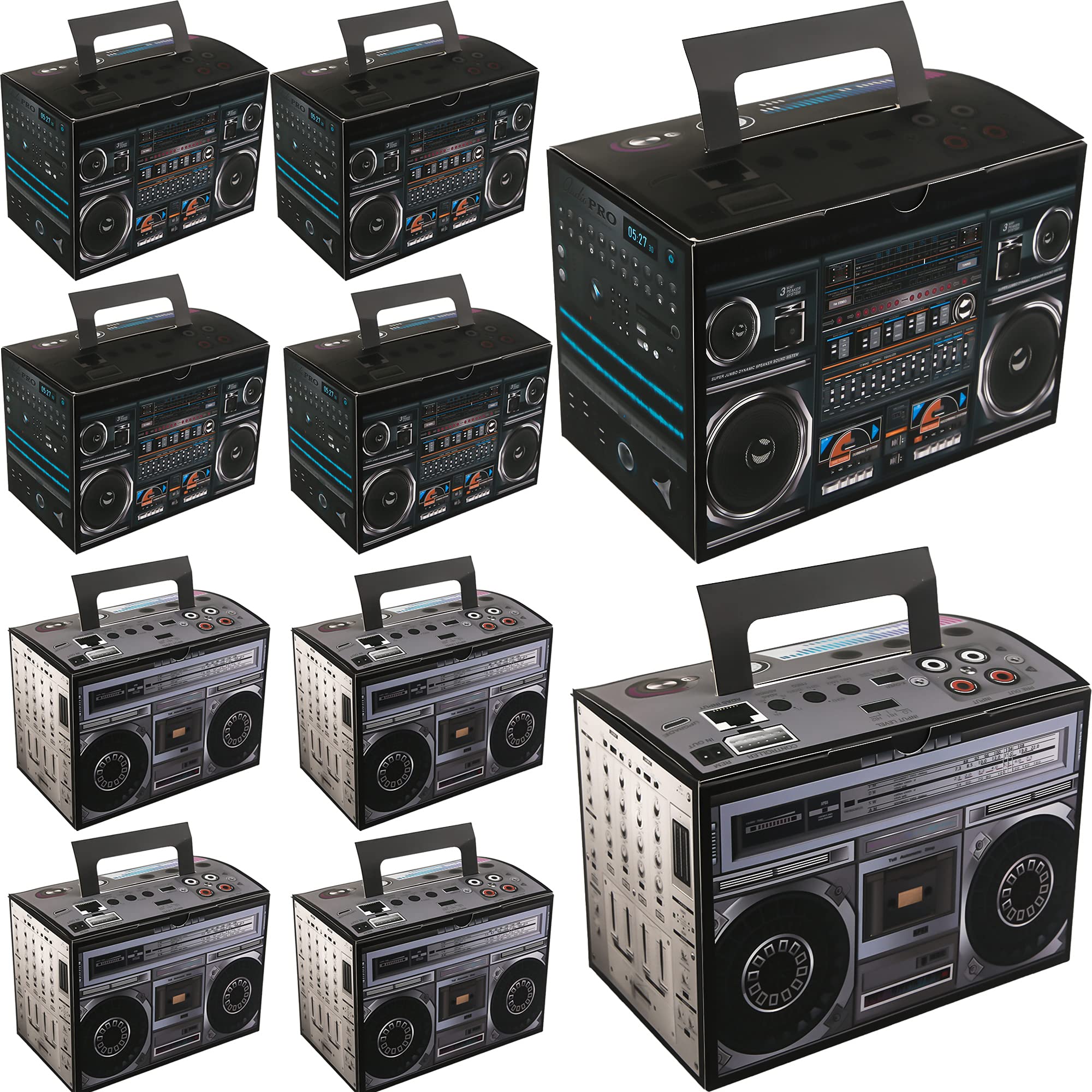 10 Packs Novelty Boom Favor Boxes Boombox Party Favor Boxes 80's Theme Retro Decorations for Hip Hop Party Supplies Table Centerpieces, 2 Colors