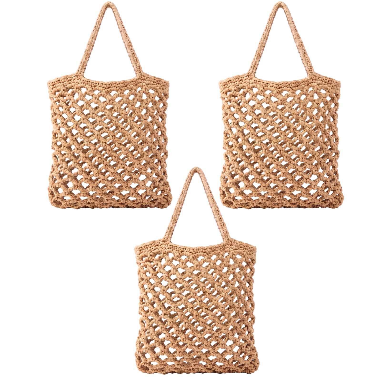 Honeydak 3 Hanging Baskets, Light Brown, Tote Style Basket