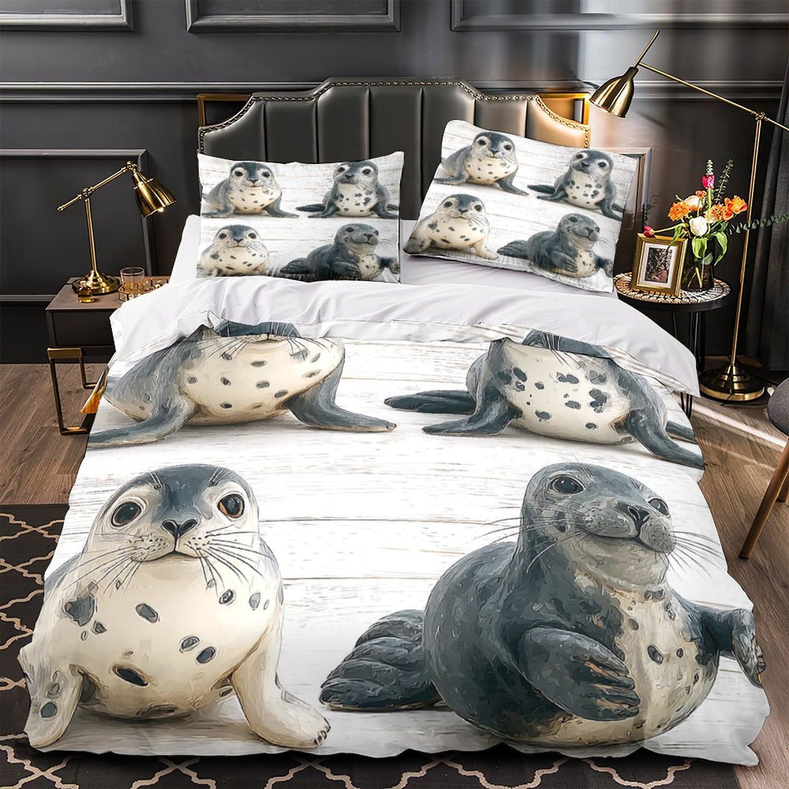 Housse de couette phoque 3D anti-tache pour protéger votre lit avec style