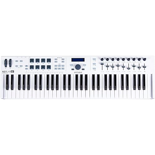 Arturia KeyLab Essential 49 - 49 Key USB MIDI Keyboard Controller with Velocity Sensitive Synth Action Keys, 8 Drum Pads, 9 Faders, 9 Knobs and Analog Lab V Software Included