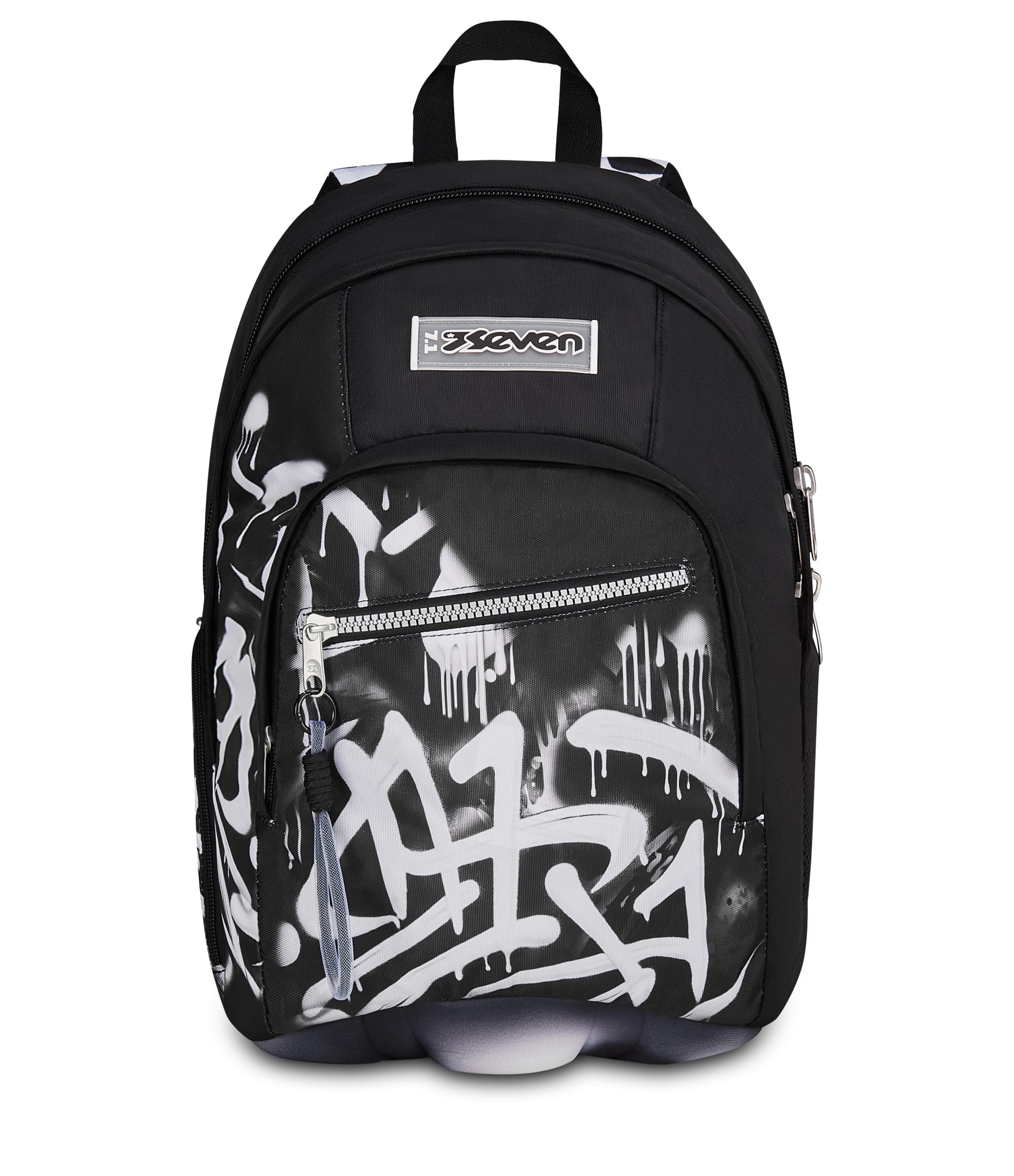 Seven Zaino Scuola Dual GOLDEN PAINT, Doppio Scomparto, Nero, 32 L, Multifunzione, Tasca attrezzata, Tasca laterale porta borraccia, Scomparto porta pc, Scuola media e superiore, Bambini, Ragazzi