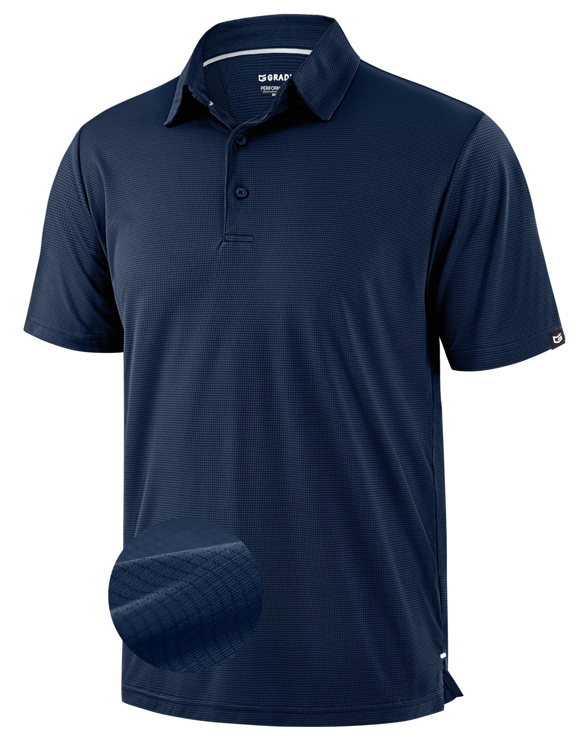 Mens Golf Shirt Grid Lightweight Short Sleeve Dry Fit Moisture Wicking Performance Athletic Collared Polo Shirts for Men