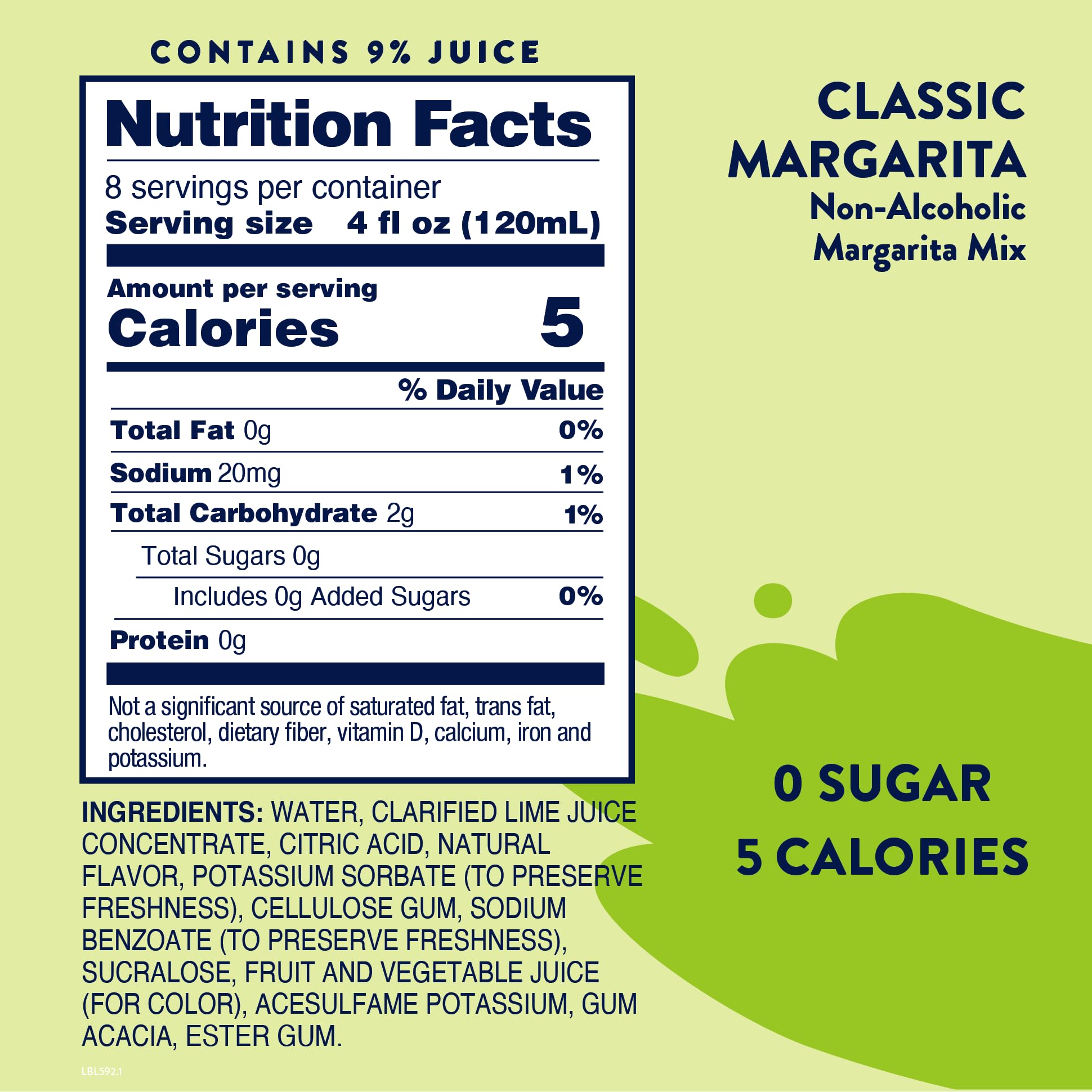 Jordan's Skinny Mixes Zuckerfreie Margarita-Mischung, aromatisierter Cocktail-Mixer, frisches Limettengetränk, kalorienarm, glutenfrei, keto-freundlich, 1