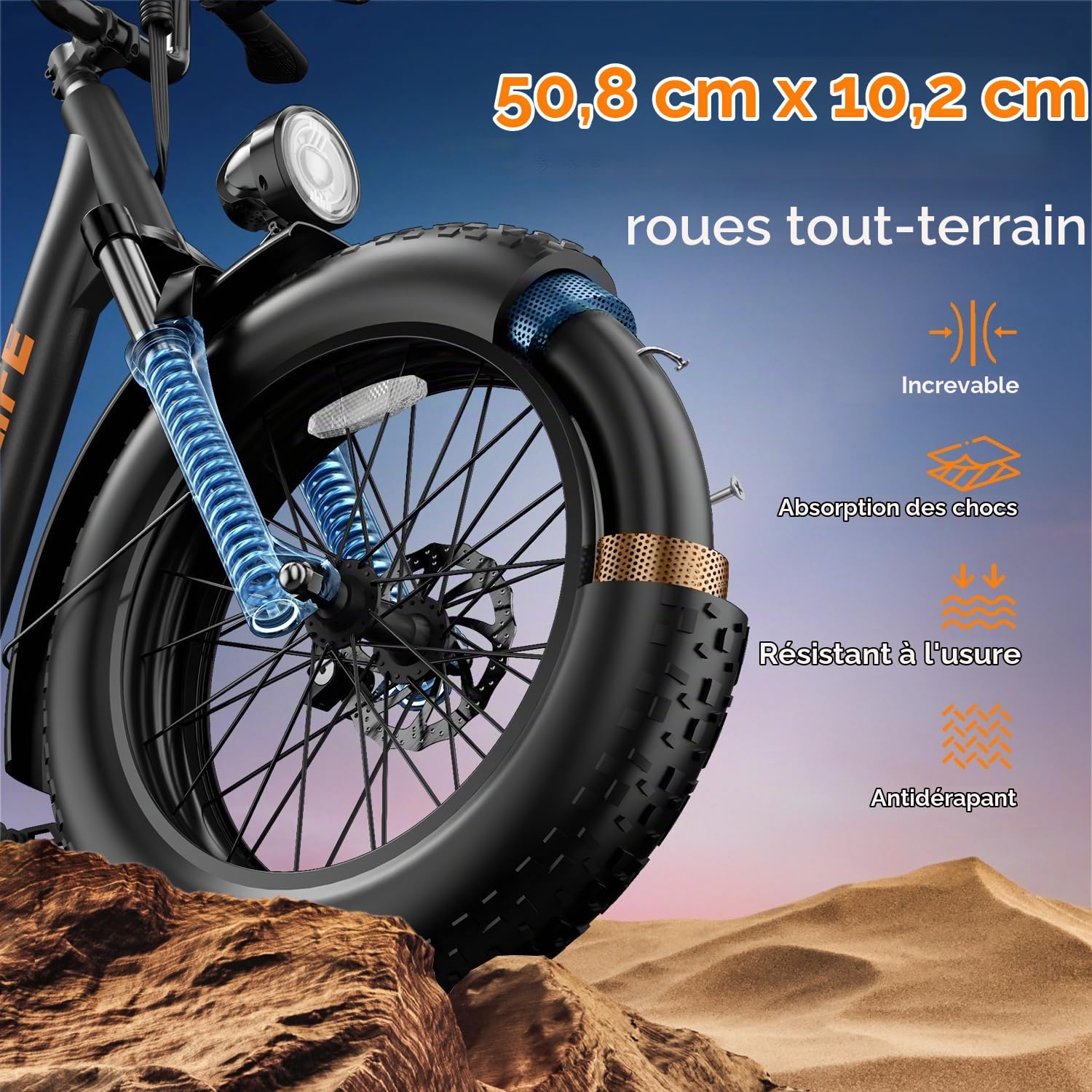 URLIFE 20" x 4.0 Vélo Électrique, VTT Électrique à Gros Pneus avec Batterie Amovible 48 V 15,6 Ah, écran LCD Couleur, 7 Vitesses, Jusqu'à 110 km D'autonomie, avec Suspension Avant pour Adultes
