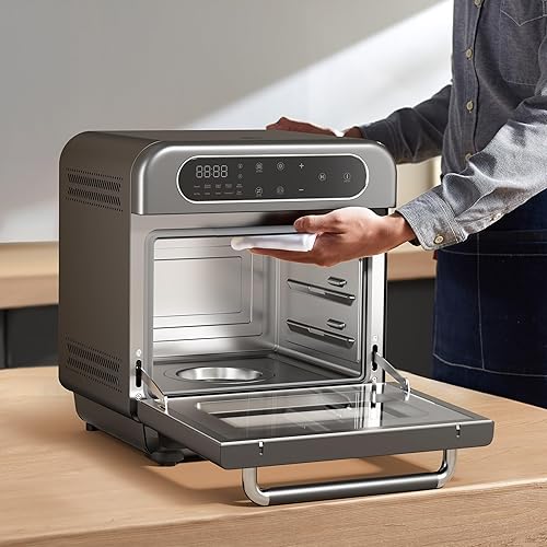 Miniatura 7 de CIARRA Horno de vapor de sobremesa 8 en 1 con freidora de aire, mini horno tostador de convección de 13QT con vapor, vapor rápido, freidora de aire,