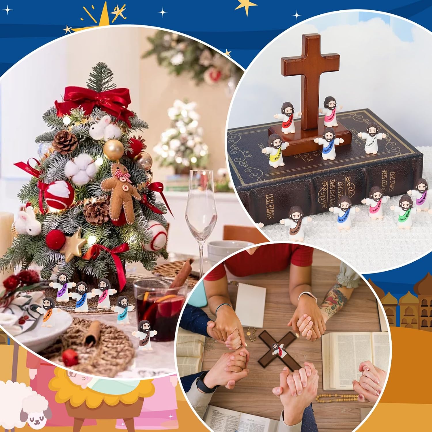Owurha 30PCS Little Jesus Figures Mini Jesus Love You Figures Original Design Tiny Jesus Figurines in Bulk to Hide and Seek Religious Party Favors Sunday School Baptism Gifts Easter Egg Stuffers