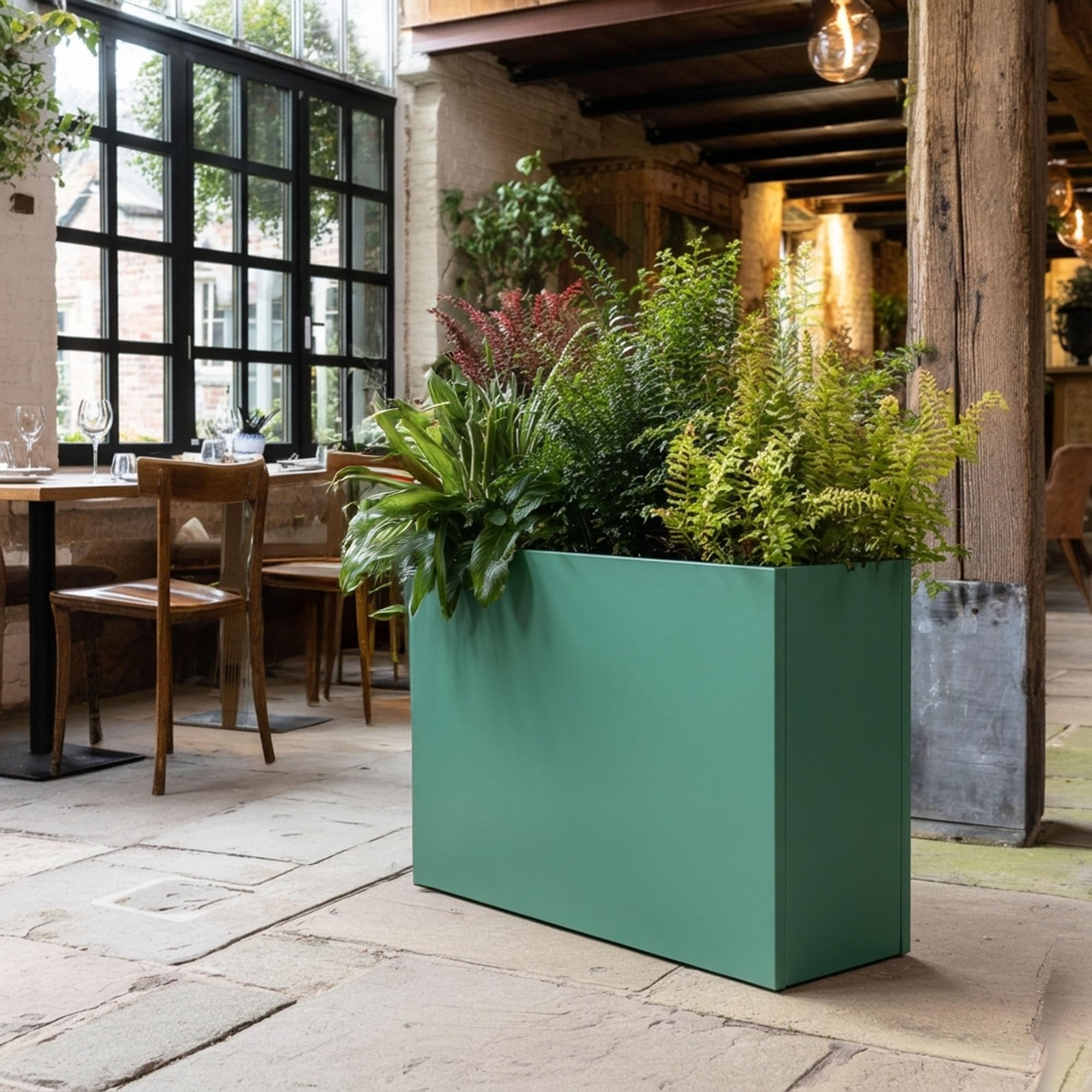 Rackhams Black/Green Galvanised Matte Trough Metal Planter - 90Cm X 82Cm