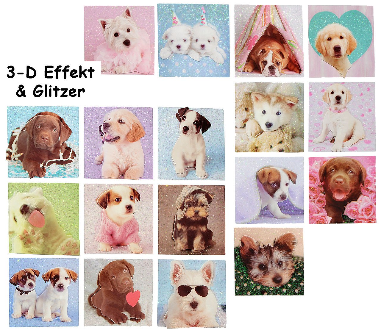 45-teiliger 3D-Glitzer-Sticker-Block Mit Hunde-Motiven Von Rachael Hale – Für Kinder, Basteln & Dekorieren