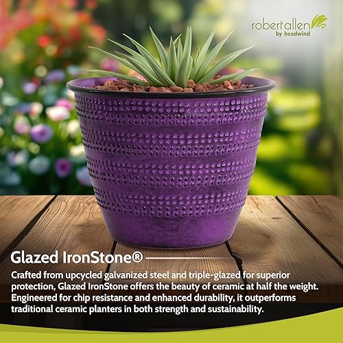 Miniatura 5 de Headwind Glazed Ironstone Boutique Collection Maceta de Plantas Cobblestone  Maceta Color Ciruela de 6 Pulgadas para Plantas de Interior  Macetas