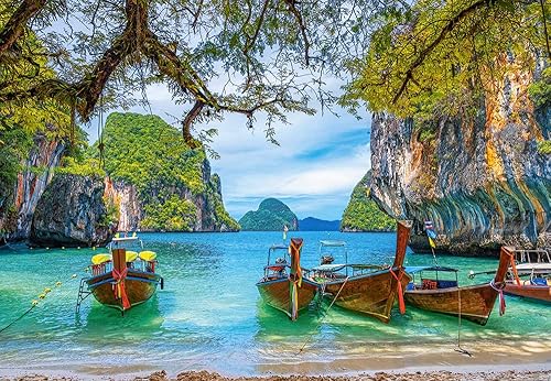 Miniatura 2 de CASTORLAND Rompecabezas de 1500 piezas, hermosa bahía en Tailandia, Asia, isla, barco de pesca, rompecabezas oceánico, rompecabezas para adultos,