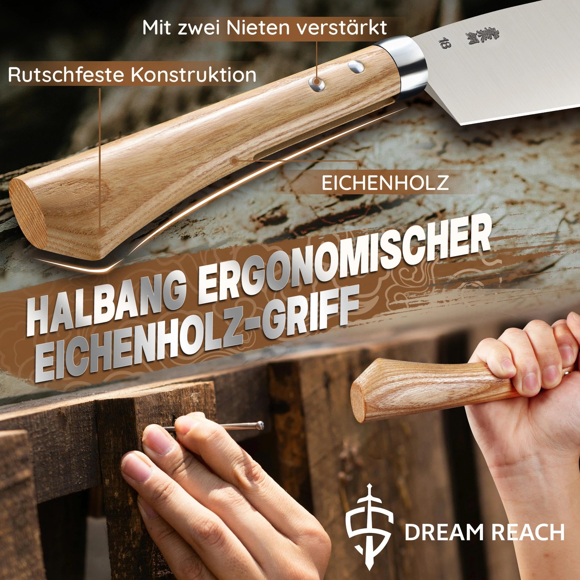 Dream Reach NATA Machete Scharfe, Garten Machete mit Holzscheide and Half Tang Ergonomischer Holzgriff, NATA Beil für Garten, Hof und Camping Outdoor Geschenk für Männer