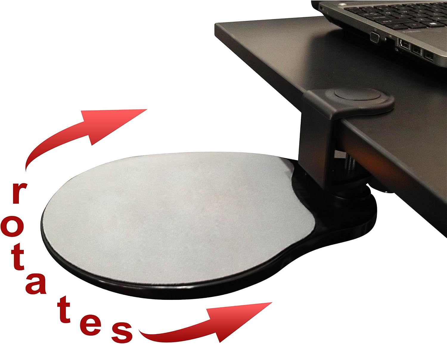 Stand Steady Original Desk Potato Mouse Pad | Clamp-On Mouse Tray & Under-Desk Shelf | Ergonomic Mousepad Rotates 360 Degrees for Easy Swivel Storage