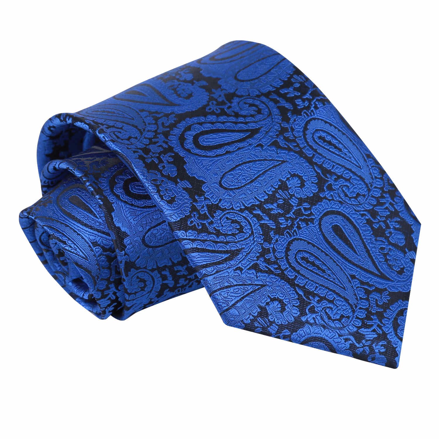 Dqt Men's Royal Blue Paisley Floral Jacquard Tie – 9Cm Classic Width Necktie For Wedding Business & Formal Wear –
