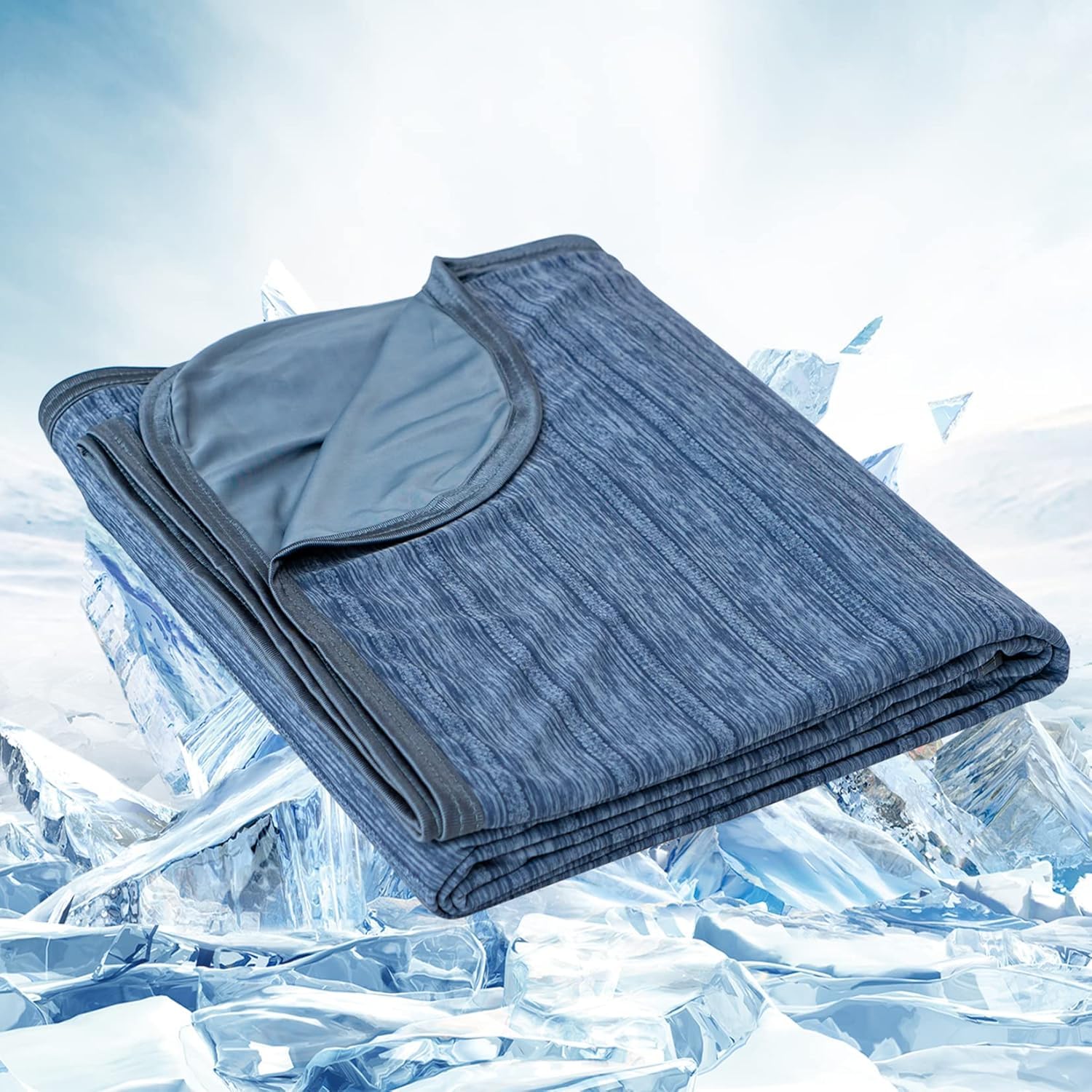 OIGAE Cooling Blanket for Hot Sleepers - Soft & Lightweight Summer Cold Blanket for Night Sweats | Perfect for Bed, Couch, Sofa (Dark Blue, Queen 90"