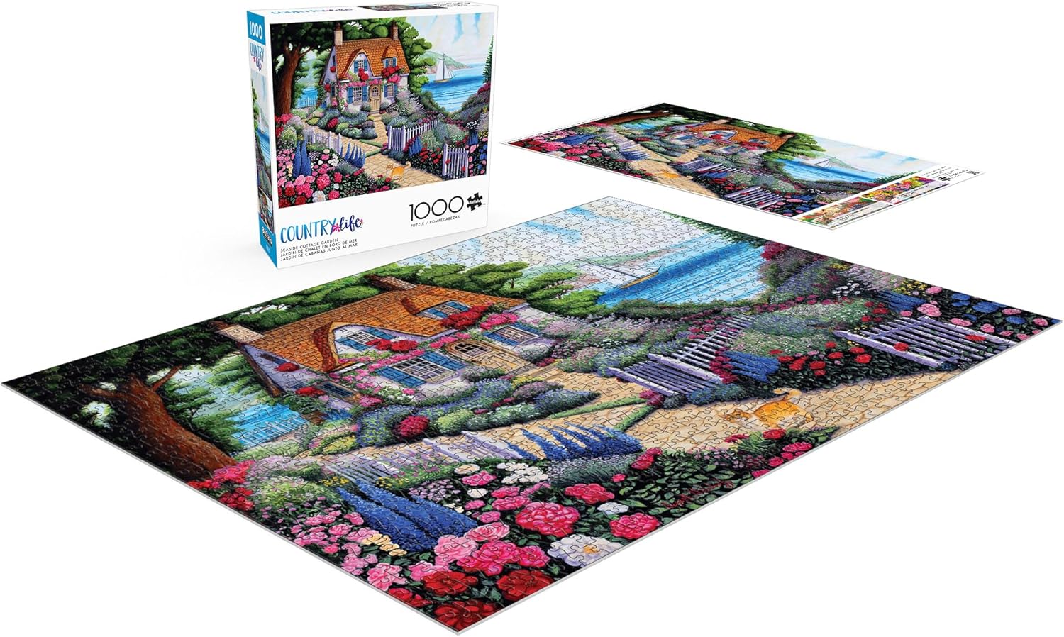 Buffalo Games - Country Life - Joseph Holodook - Seaside Cottage Garden - 1000 Piece Jigsaw Puzzle for Adults -Challenging Puzzle Perfect for Game Nights