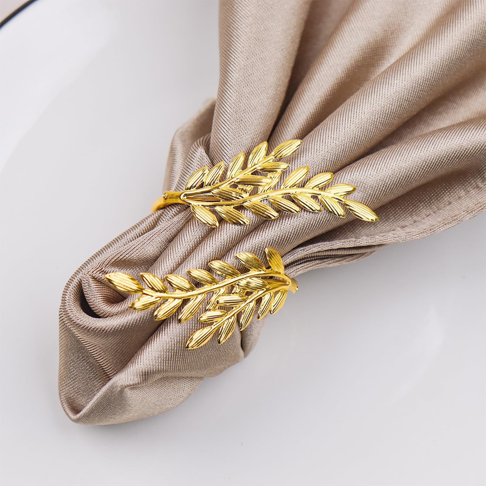 Set di 24 portatovaglioli in metallo color oro, per tavolo da pranzo e feste
