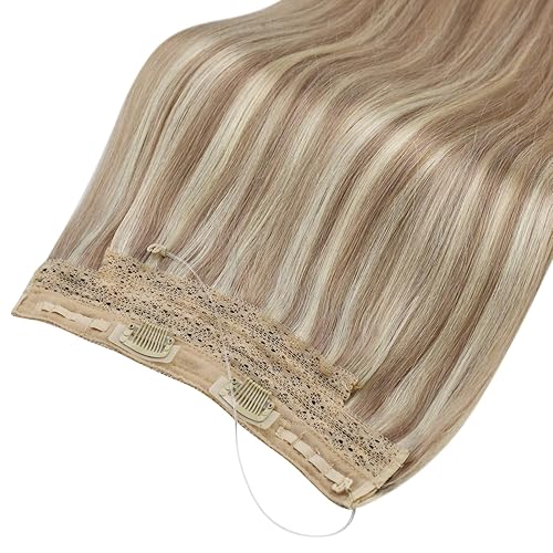 Miniatura 4 de Sunny - Extensiones de cabello humano real rubio con reflejos secretos #18613, extensiones de Hilo milagroso, extensiones de cabello humano con hilo