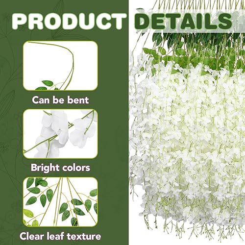 Miniatura 3 de PTRBTY&HISDE Flores colgantes de glicina, flores colgantes, glicinia, flores colgantes falsas, flores colgantes para decoración, boda, jardín,