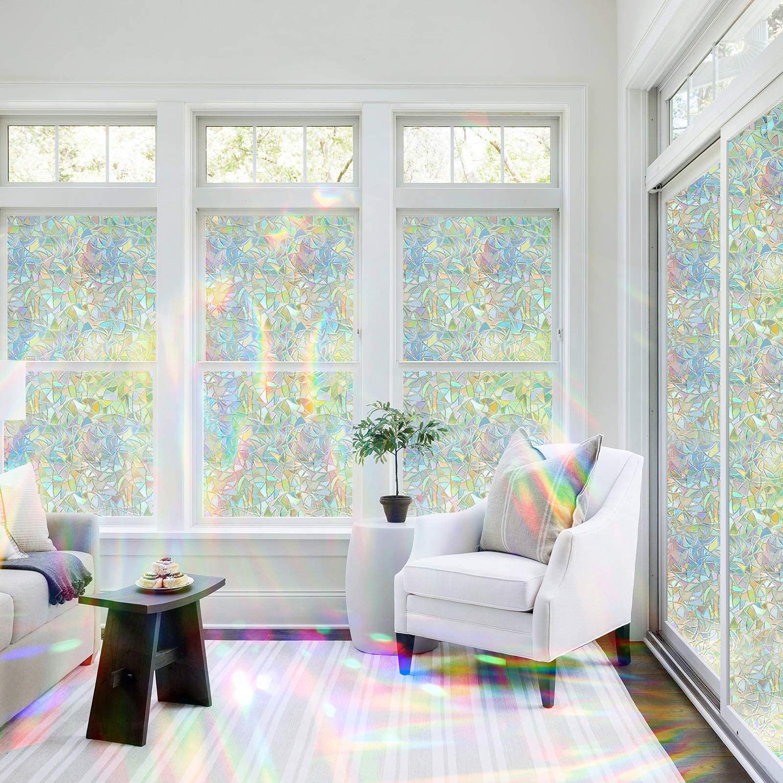 Homein Window Film Privacy, Rainbow Window Clings Vinyl, Self Adhesive